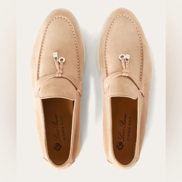 Loro Piana Summer Charms Walk Suede Loafers in Pink Sand Suede Size 36 - Picture 4 of 16
